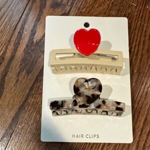 NWT Two Heart Shaped J. Crew Hair Clips